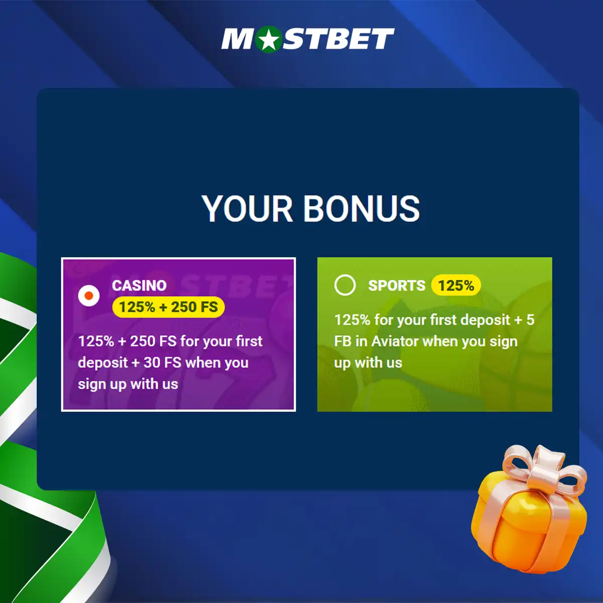 Sports and casino signup bonus at Mostbet Pakistan