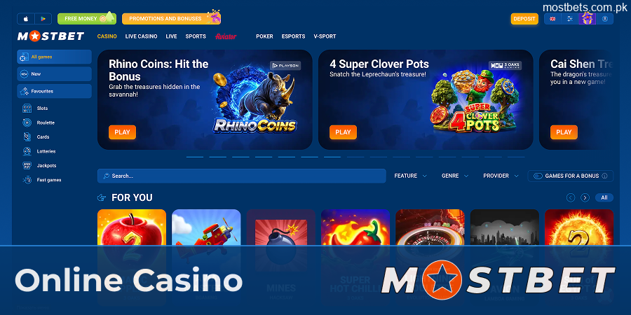 Mostbet PK online casino with PKR games