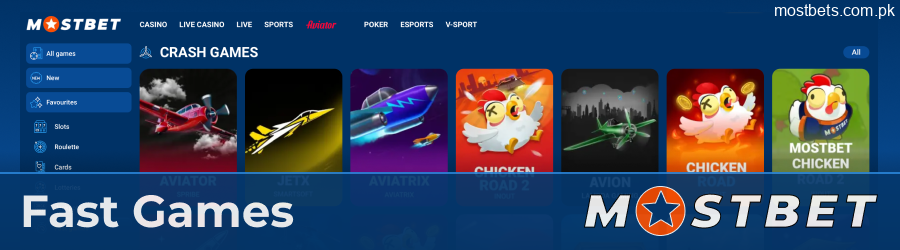 Mostbet crash and fast games