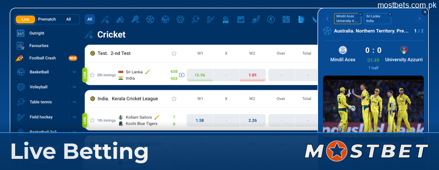 Mostbet live betting with real-time odds in Pakistan